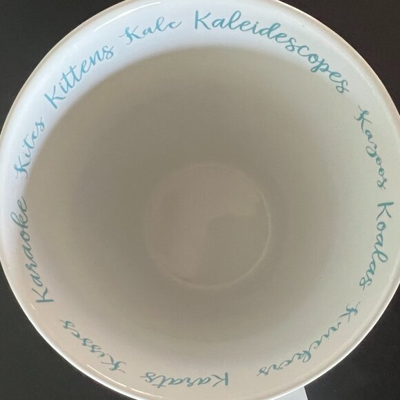 LISA AUDIT Letter "K" Initial Monogram Ceramic Mug ~ Floral Motif ~ Ribbing - Picture 9 of 13